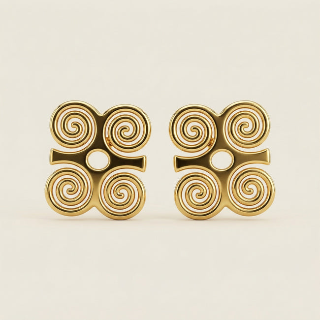 Dwennimmen "Humility" Adinkra Stud Earrings (Gold) Hover Image