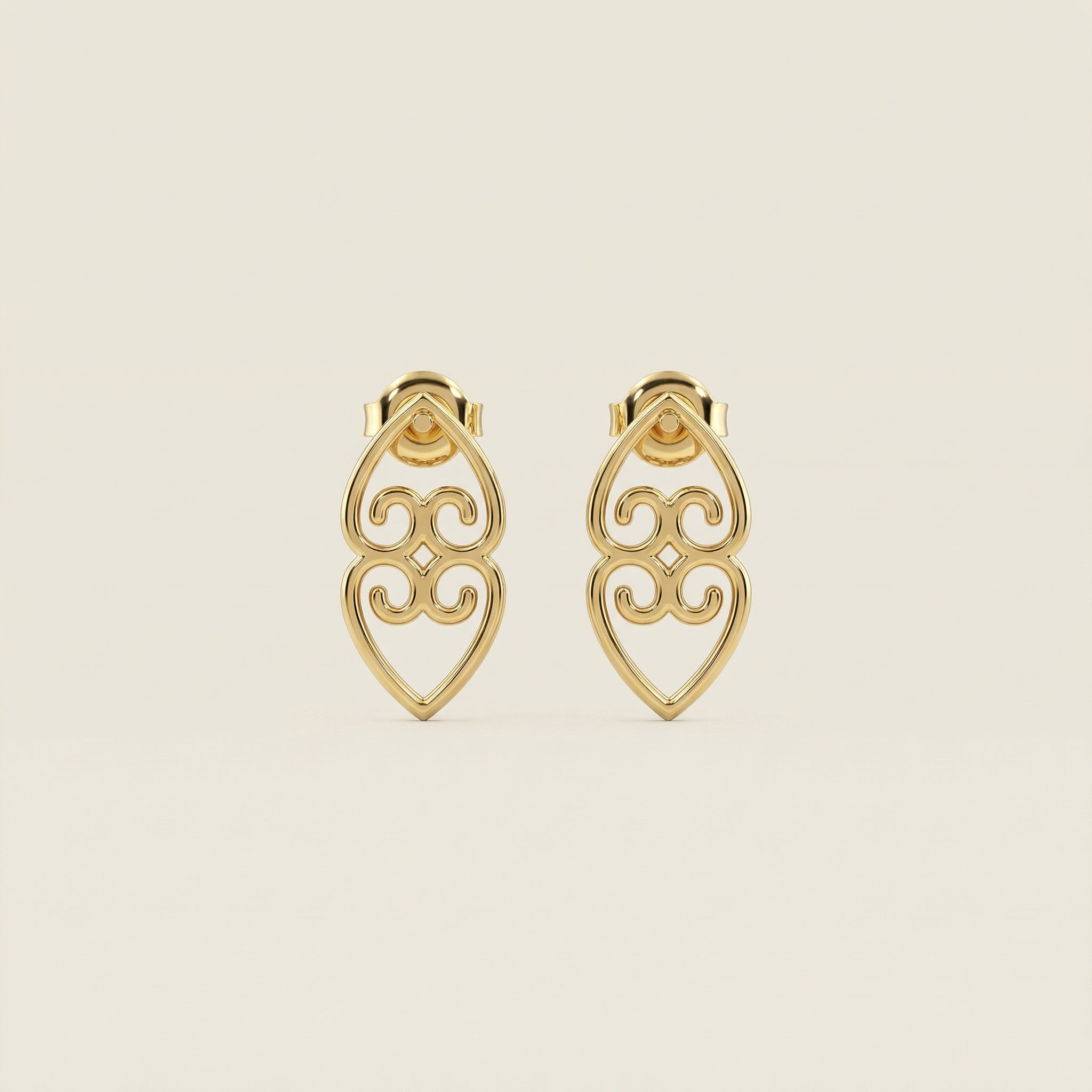 Asase Ye Duru "Mother Earth" Adinkra Stud Earrings (Gold)