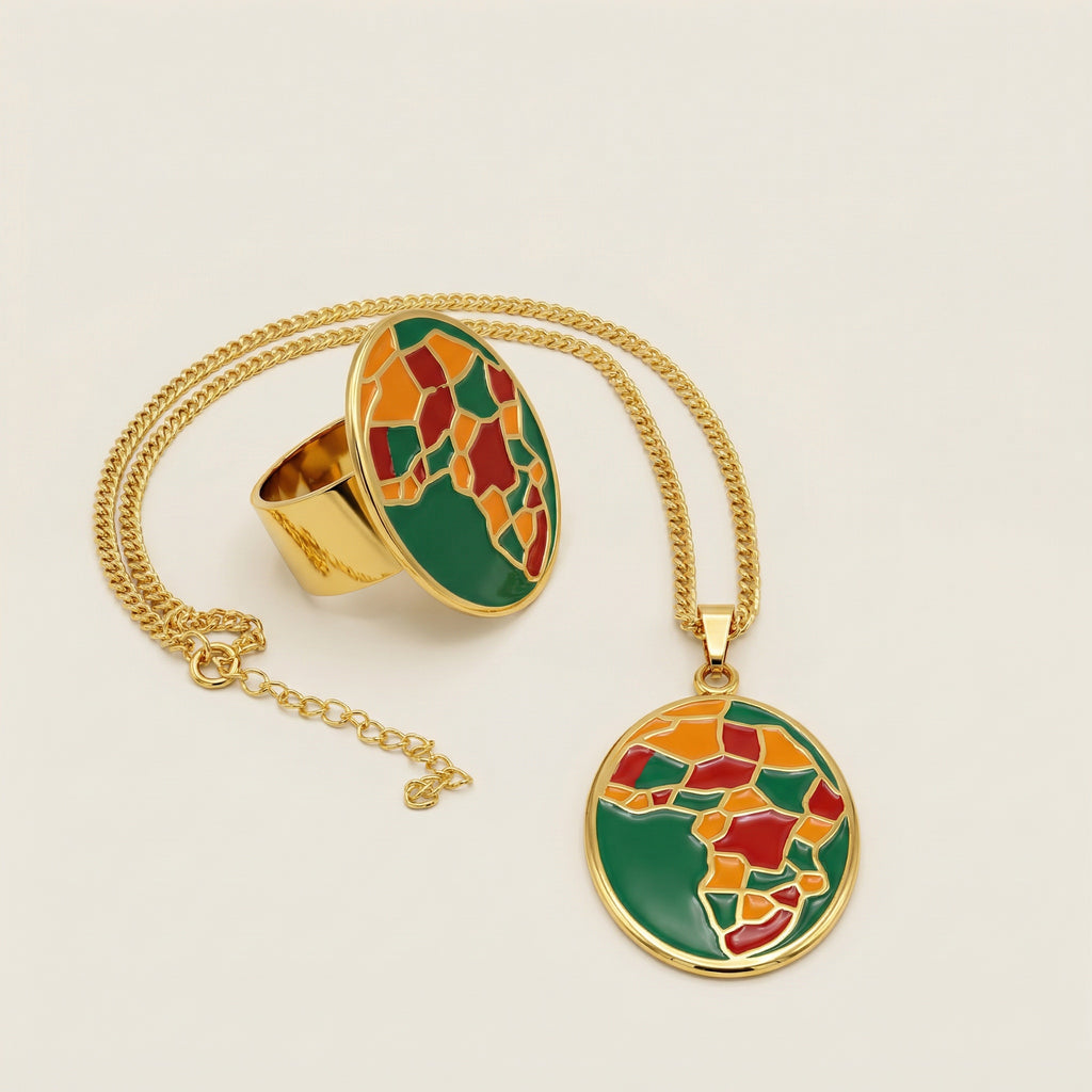Elegant Oval Shape Multicolor Necklace (Gold)