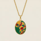Elegant Oval Shape Multicolor Necklace (Gold)