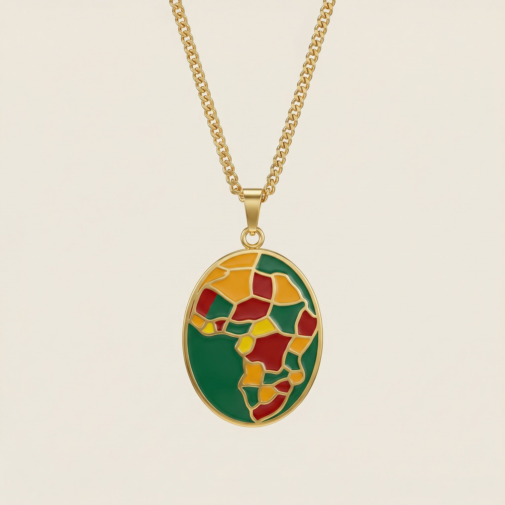 Elegant Oval Shape Multicolor Necklace (Gold)