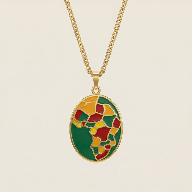 Elegant Oval Shape Multicolor Necklace (Gold) Hover Image