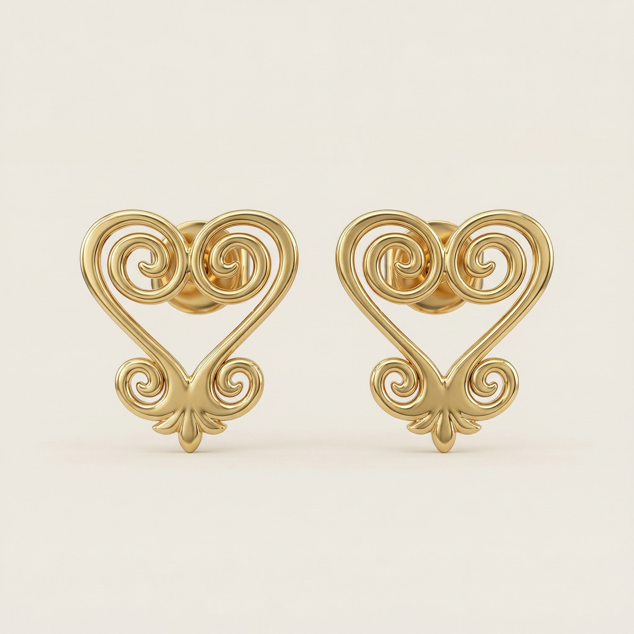 Sankofa "Return and get it" Adinkra Symbol Stud Earrings (Gold)