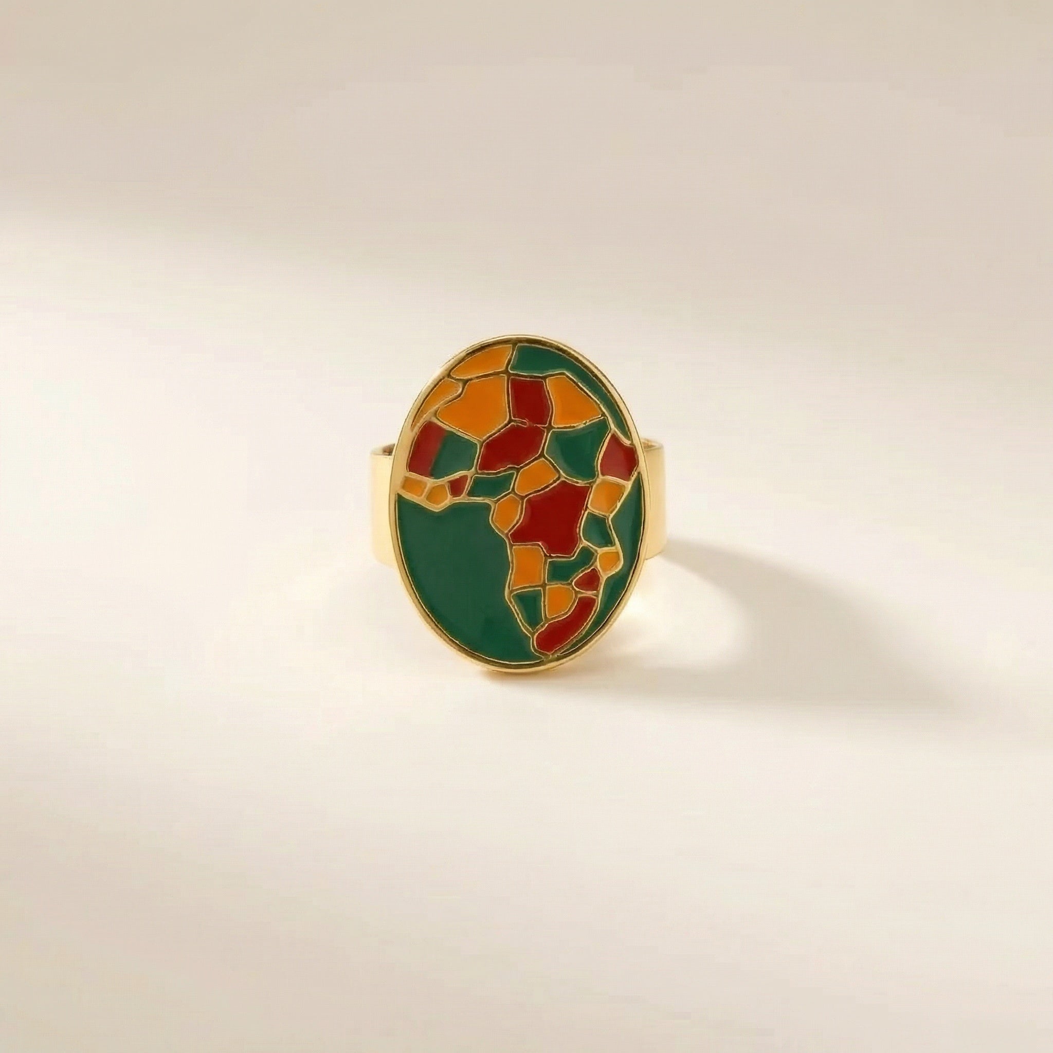 Elegant Oval Shape Multicolor Ring (Gold)