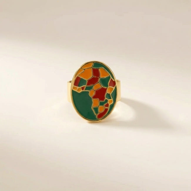 Elegant Oval Shape Multicolor Ring (Gold) Hover Image