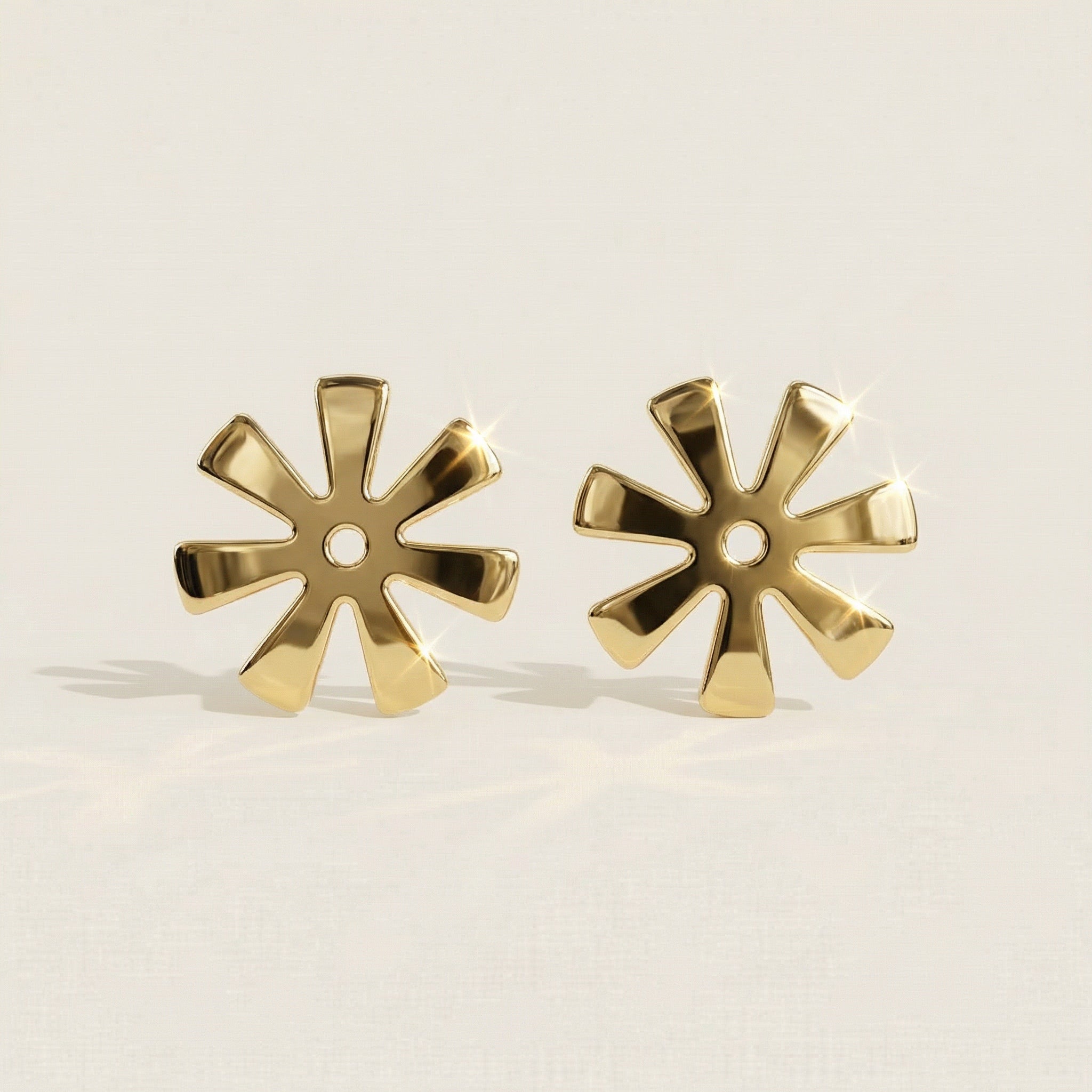 Ananse Ntontan "Creativity" Adinkra Symbol Stud Earrings (Gold)